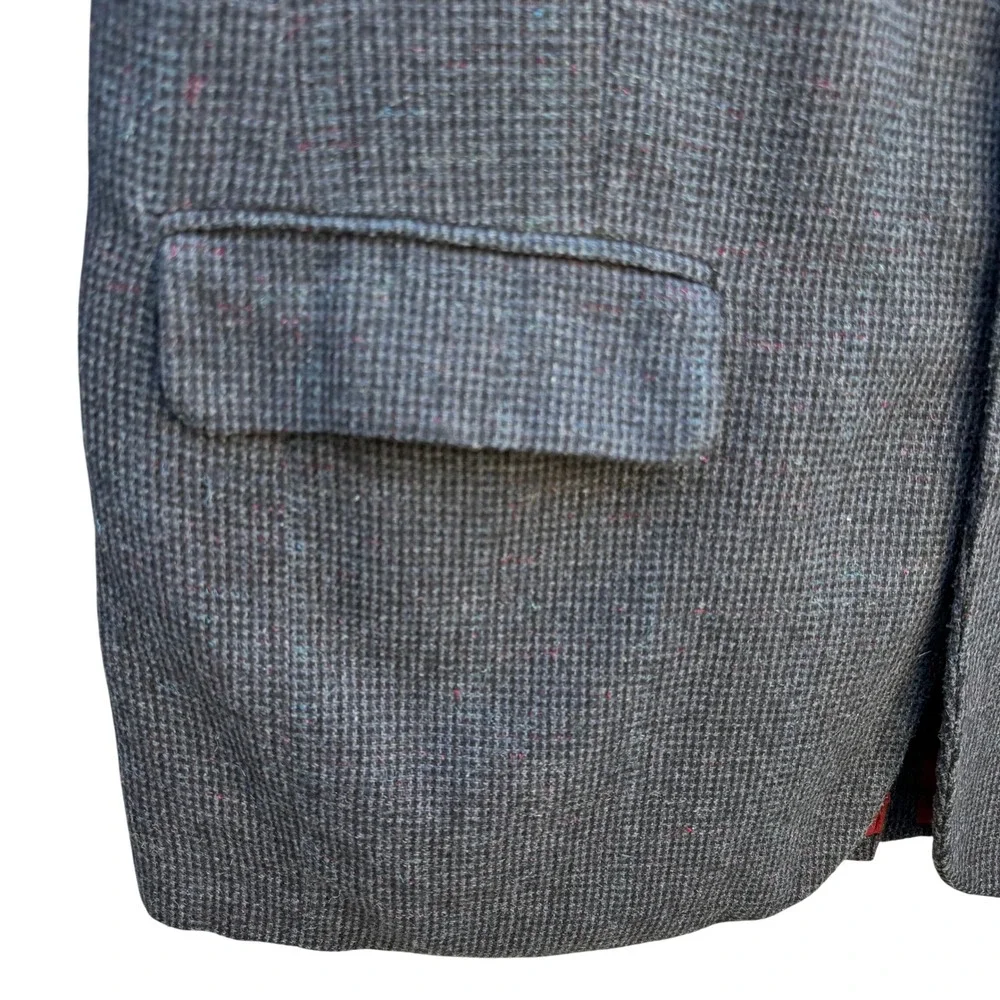 Jordache Vintage 80s 90s Tweed Linen Wool‎ Blend Blazer Sport Coat Grey Mens 44R